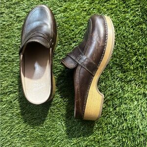Dansko Dark Brown Leather Slip-Ons